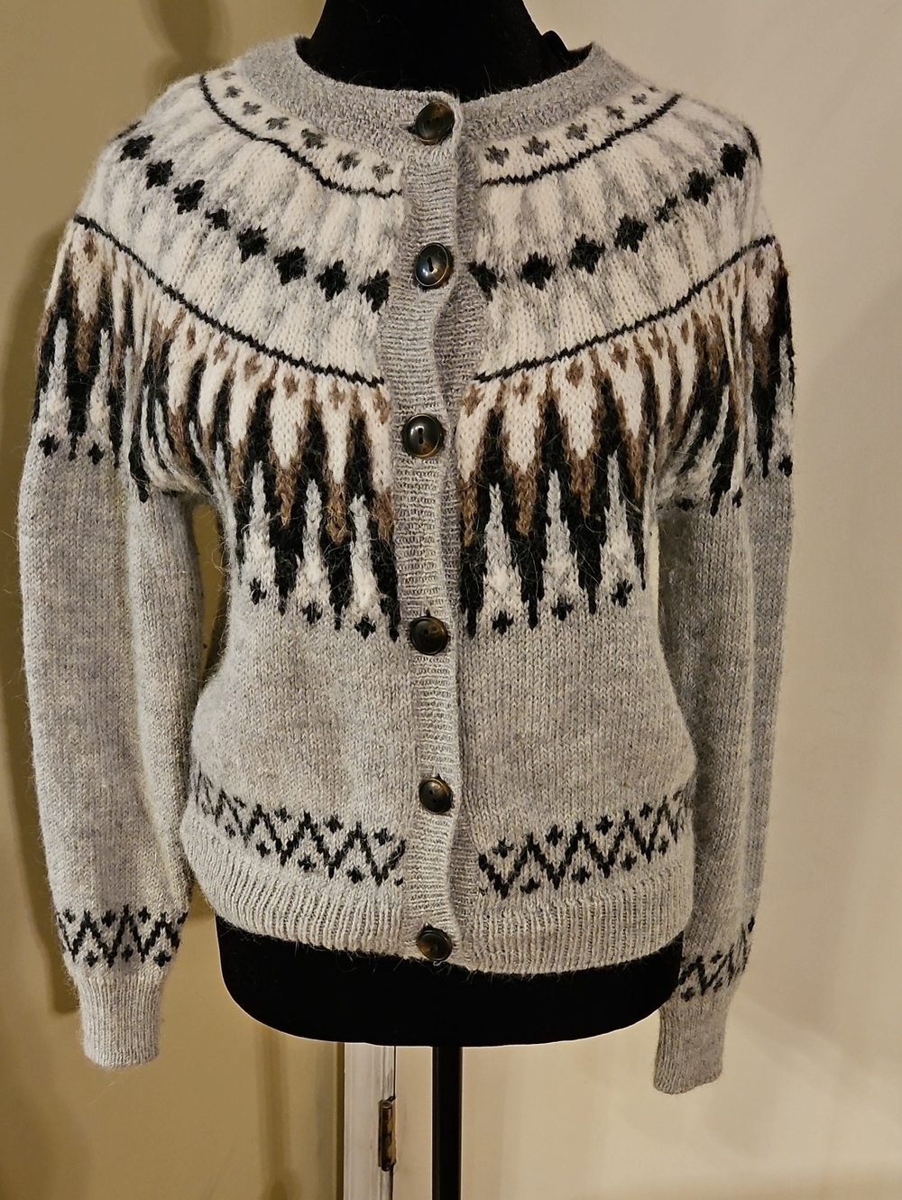 H&M LOGG Alpaca Wool Fair Isle Lopapeysa Cardigan XS